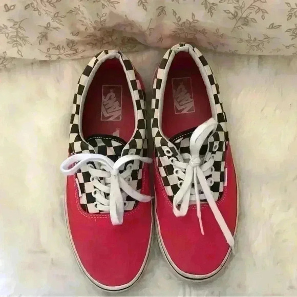 Vans Era Red and Black Checkerboard Low Tops Mens 9 - Picture 2 of 7